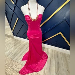 Bejewed Barbiecore couture gown